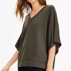 Lou & Grey for LOFT | Olive Signaturesoft V-Neck Dolman Poncho Pullover | Large
